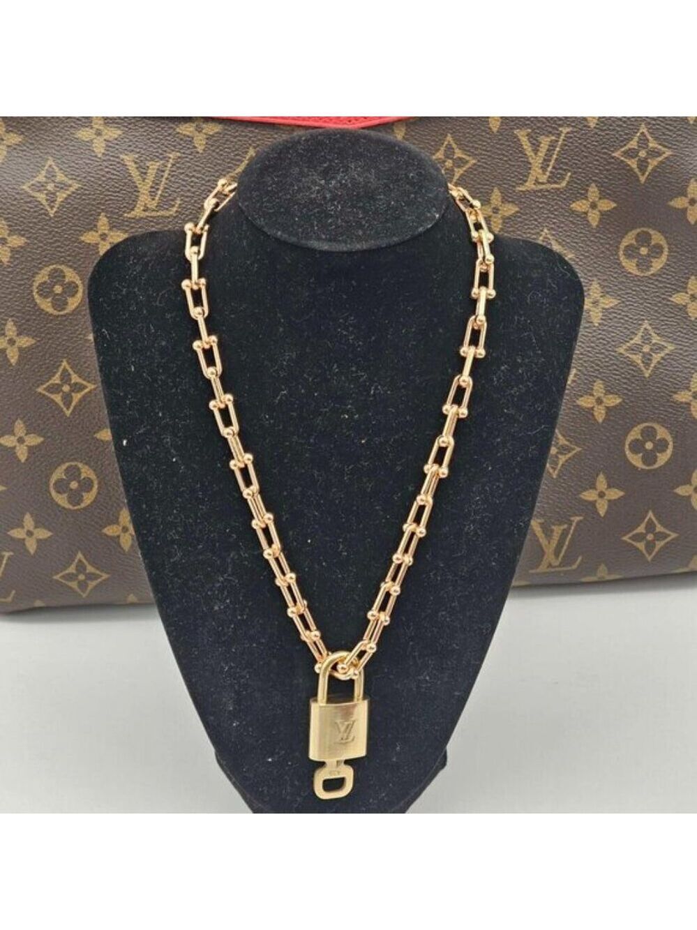 Authentic Louis Vuitton Lock & Key with Unbranded Gold Plated Chain Necklace